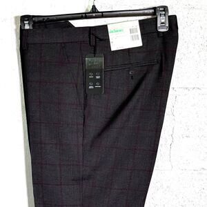 Alfani Men's Slim-Fit Windowpane Suit Pants, Grey/burgundy 34x32  $135